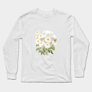 white rose bouquet watercolor and ink Long Sleeve T-Shirt